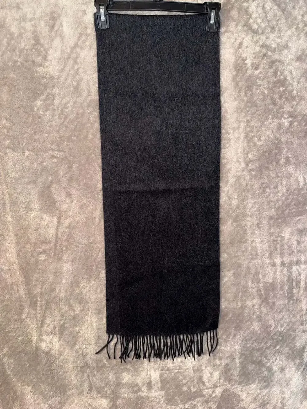 Club Room 100% Cashmere Charcoal Grey Fringed Scarf